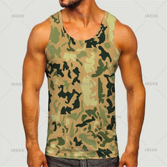 Men's Camoufiage Casual Sportwear Tees Summer Sleeveless 3D Camo Print Solider Vest Fitness Daily Oversized Male Tactic Tops