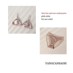 Women's Fashion and Sexy New Style Detachable Breathable Natural Mulberry Silk Underwear Set Sexy French Triangle Cup Underwear