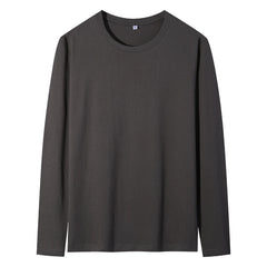 2025 אביב קיץ גברים O-צוואר חולצת טריקו ארוך שרוול חולצת טי זכר מוצק חולצת טי גבר בגדי גברים לנשימה חולצות טי