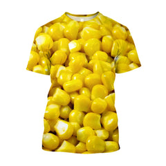 Fashion Casual Oversized Fun Corn graphic t shirts For Men Summer Trend Leisure Personality harajuku Printed Round Neck Tees Top