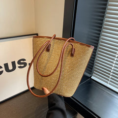 Summer Beach Bags For Women Handmade Rattan Woven Shoulder Bags Large Capacity Straw Bag Bohemian Casual Travel Handbag Totes