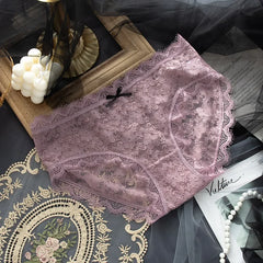 Women's underwear Women's ice silk full pure cotton antibacterial breathable low waist Japanese little girls lace summer ultra t