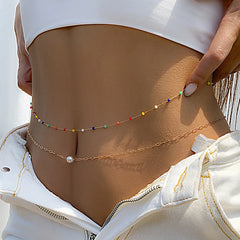 Strandaccessoires – Sommer-Trend 2023: Bikini-Hüftkette mit Strasssteinen, sexy Figur, Taillenperlen mit Kristallen