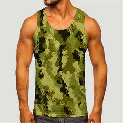 Men's Camoufiage Casual Sportwear Tees Summer Sleeveless 3D Camo Print Solider Vest Fitness Daily Oversized Male Tactic Tops