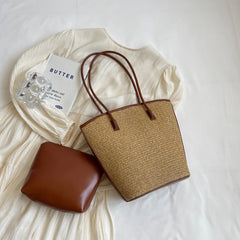 Summer Beach Bags For Women Handmade Rattan Woven Shoulder Bags Large Capacity Straw Bag Bohemian Casual Travel Handbag Totes