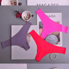 3er-Pack Damen-Slips aus Eisseide, niedrig geschnitten, V-förmiger Bund, Baumwollzwickel, atmungsaktiv, schnelltrocknend, Sportunterwäsche