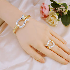 Fashion Jewelry Sets For Women Gold Color Choker Necklace Earrings Bracelets Ring Wedding Set Party Accessories