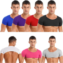 Herren Sport Fitness Top Atmungsaktives Stretch Mini Short Crop Top Party Club Tanz T-Shirt Casual Unifarben Bodybuilding Tops