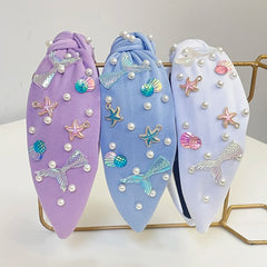 נשים בנות חג ים חוף כוכב ים פנינה קשר גומייה לשיער אביזרי שיער תכשיטי שיער