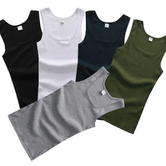 Unisex Tanktop mit eckigem Ausschnitt, gerippt, ärmellos, klassisch weiß/schwarz, elastisch, Sport-Tanktop für Damen und Herren