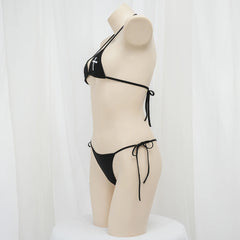 Sexy Bikini 2024 Women Cross Embroidery Split Bathing Suit Underwear Lingerie Goth Swimsuit Low Waist Bikinis Beach Swimwear