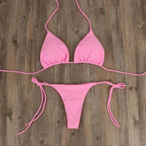 Sexy Bikini Set For Women Summer Split Two-piece Brazilian Swimsuit Lace-up Bra And Thong Female Beachwear