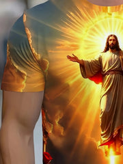 Men'S Religious Pattern Print T-Shirts,Short-Sleeve Round Neck T-Shirts,Men'S Summer Outdoor Clothing.
