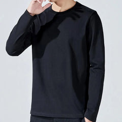 Men Sport Top Loose Round Neck Bottoming Clothes Long Sleeves Homewear Gym Running Basketball T-shirt Spring Autumn Undershirts