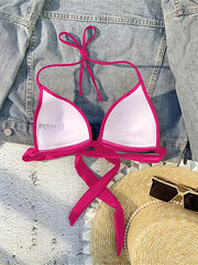 XS - XL Sexy 4 Colors Bra Cup Halter Bikini Top Female Swimsuit Women Swimwear Bather Bathing Suit Swim Solid Beach Top K7019