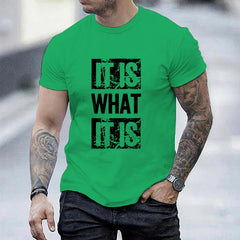 חולצת טי עם הדפס "זה מה שזה", חולצות טי לגברים, חולצת טי קצרה עם שרוולים קז'ואל לקיץ, בד עמיד, קל לטיפול, לשימוש כל השנה