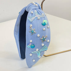 נשים בנות חג ים חוף כוכב ים פנינה קשר גומייה לשיער אביזרי שיער תכשיטי שיער