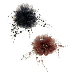 נשים אופנה שיער אביזרי בנות פרח שיער טופר קפלים אורגנזה פנינים שחור נוצת אחיזה כריש שיער קליפ נשי בארה 'ב