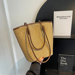 Summer Beach Bags For Women Handmade Rattan Woven Shoulder Bags Large Capacity Straw Bag Bohemian Casual Travel Handbag Totes