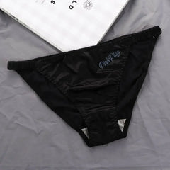 Sexy Girl Tangas Damen Glänzende Unterwäsche Höschen Niedrige Taille Einfarbig Satin Stoff Slips Stickerei Fitness Sport Unterhosen