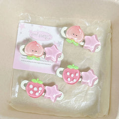 Women's Hair Accessories Kawaii Pink Hairpin Star Peach Strawberry Sweet Girls Bangs Clip Side