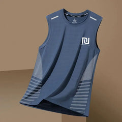 Sommerliches, schnelltrocknendes, atmungsaktives Sport- und Fitness-Unterhemd für Herren, ärmellos, mit breiten Schultern, schweißableitendes T-Shirt-Top