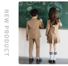 Boys School Uniform Girls Jacket Khaki Skirt Shirt Tie Suits Kids Formal Dress Tuxedo Toddler Clothes Sets Child Student Outfits