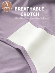 4 pairs of high-waisted women's underwear - Abdominal compression breathable mesh underwear, elegant solid color underwear