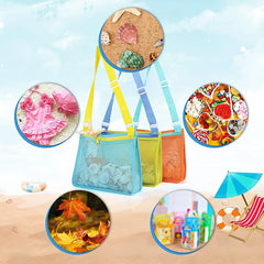 Strandspielzeug-Netzbeutel, Aufbewahrungsbeutel für Kinder mit Muscheln, Strandspielzeug-Muschelbeutel, Netzbeutel für Pools, Sandspielzeug, Schwimmzubehör für Jungen und Mädchen