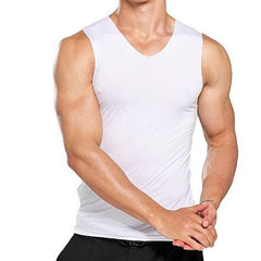 Male Summer Ice Silk T-Shirts Sleeveless V-Neck Vest Tank Top Breathable Cool Sports Undershirt Casual Gyms Running Vest M-5XL