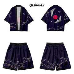3 to 14 years kids kimono + shorts Japanese costume boys girls fashion kimono haori cardigan Jacket children beach wear cloak