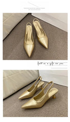 Fashion Female Shoes 2025 New Women's Pumps Solid Color Simple Mid Heel Shoes Sexy Pointed Toe Slingback Elegant Dress Shoes