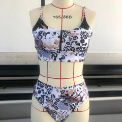 Sexy Printed High-Waist Two-Piece Ladies Swimsuit Bikini Swimwear Trendy Beachwear Female Model for Reference Only