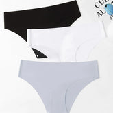 3 יחידות תחתוני נשים חלקים לנשימה, מותן נמוך, בלתי נראים, תחתוני נשים, נוחות, אופנה סקסית.