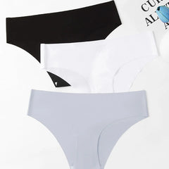 3 יחידות תחתוני נשים חלקים לנשימה, מותן נמוך, בלתי נראים, תחתוני נשים, נוחות, אופנה סקסית.