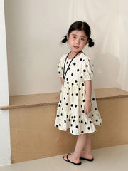 Trendy Children's Summer Clothing Boy's Casual Polka Dot T-shirt Set Girl's Sweet Dress Sibling Outfits Kid's Tee & Shorts Suit