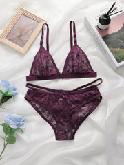 Women's Ultra-thin Lace Lingerie Two-piece Floral Lingerie Sexy Lingerie No Steel Hoop Push Up Bra A322