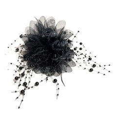 נשים אופנה שיער אביזרי בנות פרח שיער טופר קפלים אורגנזה פנינים שחור נוצת אחיזה כריש שיער קליפ נשי בארה 'ב