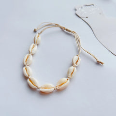 Muschel-Fußkettchen für Damen, geflochten, Strand, Strandresort, Boho-Stil, Accessoires, Schmuck