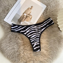 Damen-Spitzenhöschen mit niedrigem Bund, Leopardenmuster, sexy Unterwäsche, nahtloser String aus Seide und Baumwolle mit Cut-Outs, Damen-Slips