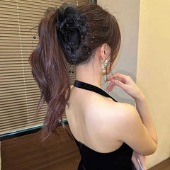 נשים אופנה שיער אביזרי בנות פרח שיער טופר קפלים אורגנזה פנינים שחור נוצת אחיזה כריש שיער קליפ נשי בארה 'ב