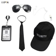 Agenten-Accessoires-Set: Krawatte, Ohrstöpsel, Arbeitsbrille, Hut, Geheimdienst-Kostüm für Teenager und Erwachsene, Cosplay, Spiele, Partys