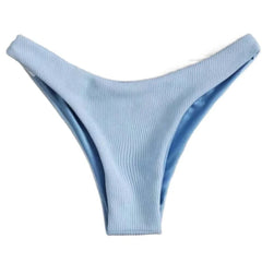 Brazilian Women's Low Waisted Thong Bikini Bottoms Solid Swimwear Red White Black Summer Push Up Bathing Suit for Beach Poolside