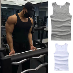 Black White Sleeveless Fitness T-shirt Clothing Tank Tops Sleeveless Casual Fit Sports Bodybuilding Four Seasons Male Top Cotton