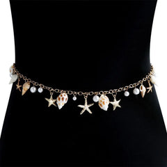 Fashion Bohemian Waist Chain Sea Star Starfish Shell Pendant Shell Waist Link Beach Bikini Alloy Jewelry Accessories for Women
