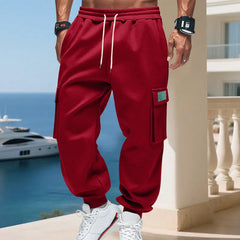 Men's Plush Thick Heavyweight American Workwear Sweatpants with Multiple Pockets Outdoor Jogging Pants Loose Casual Sports Pants