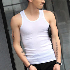 Fashion Men's T-Shirts Tank Tops Undershirt Gym Workout Stringer Fitness T-Shirt Beater Underwear Vest Clothing