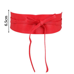 Dress Accessories for Female Soft Leather Dress Belt Elegant Bow Belt Ladies Girls Belt Wide Self Tie Wrap Around Waist Band