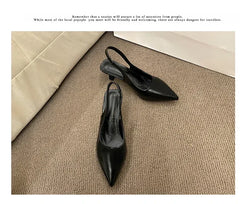 Fashion Female Shoes 2025 New Women's Pumps Solid Color Simple Mid Heel Shoes Sexy Pointed Toe Slingback Elegant Dress Shoes