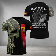 Summer New Men's T-shirt 3D Printed T-shirt Camouflage Army Spanish Flag O-neck Oversized Outdoor Casual Short Sleeved Top